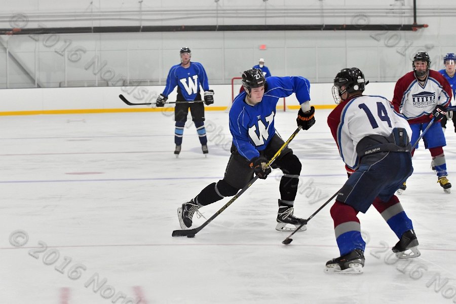 Wheaton College Men\'s Ice Hockey vs Middlesex Community College. - Photo By: KEITH NORDSTROM